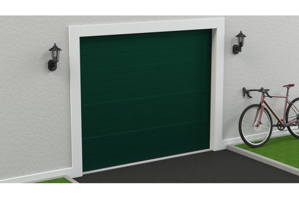 Puerta de garaje seccional, motorizada Verde RAL 6005