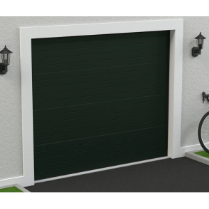 Puerta de garaje seccional motorizada, verde oscuro