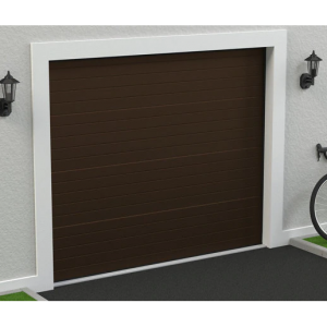Puerta de garaje seccional motorizada marrón