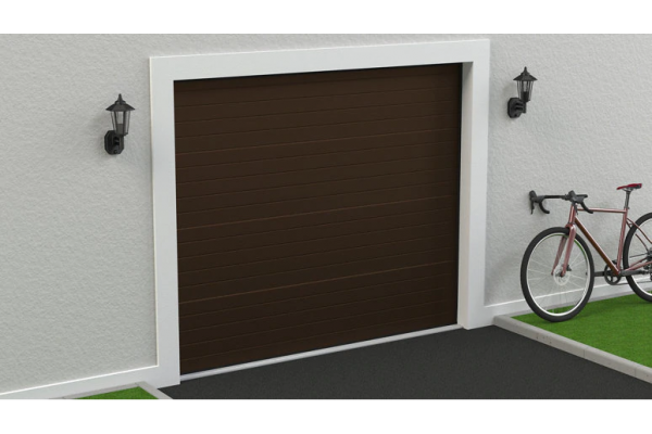 Puerta de garaje seccional motorizada marrón