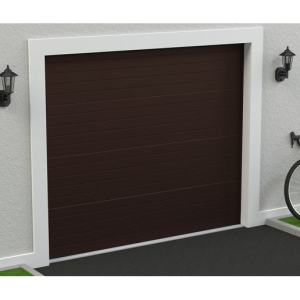 Puerta de garaje seccional motorizada, marrón oscuro
